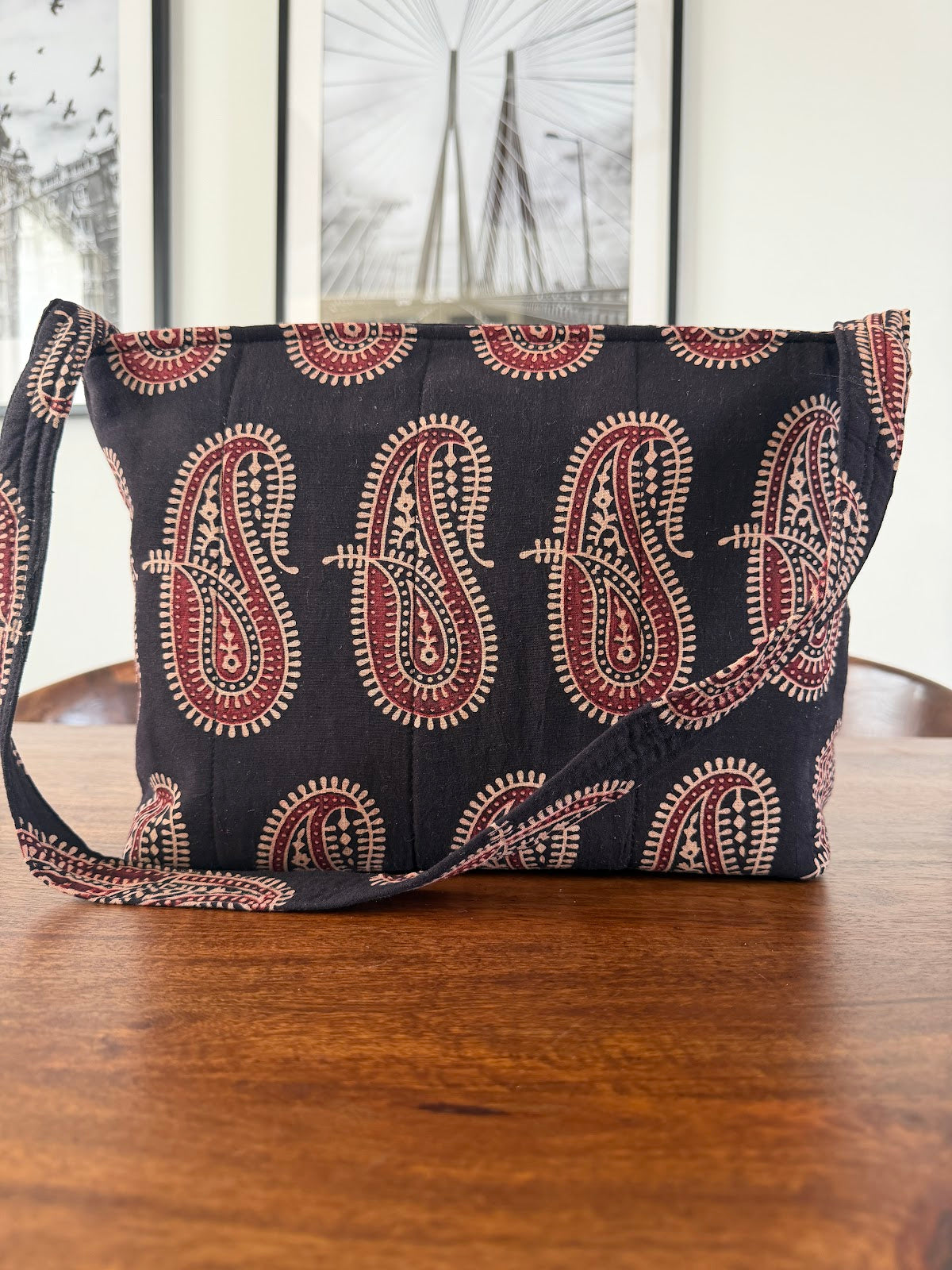 Shoulder Bag - Black Paisley Love