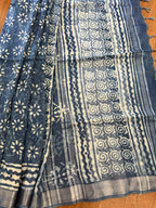 Indigo Floral Handloom Saree