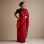 Crimson Red Handloom Cotton Saree