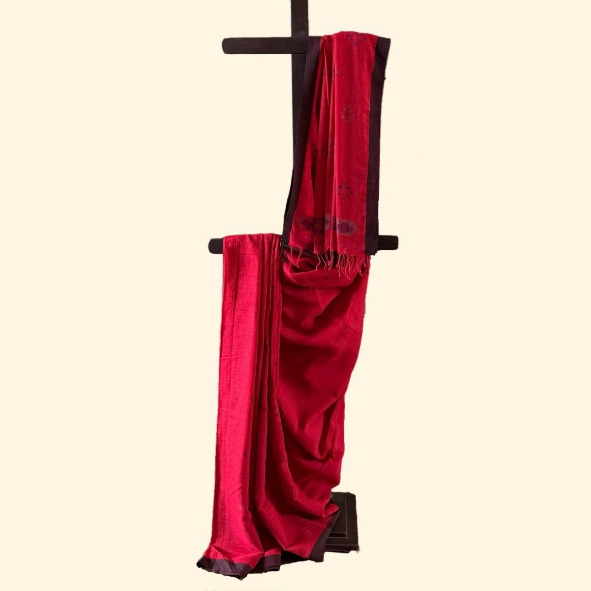Crimson Red Handloom Cotton Saree