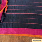 Navy Blue Checked Handloom Cotton Saree