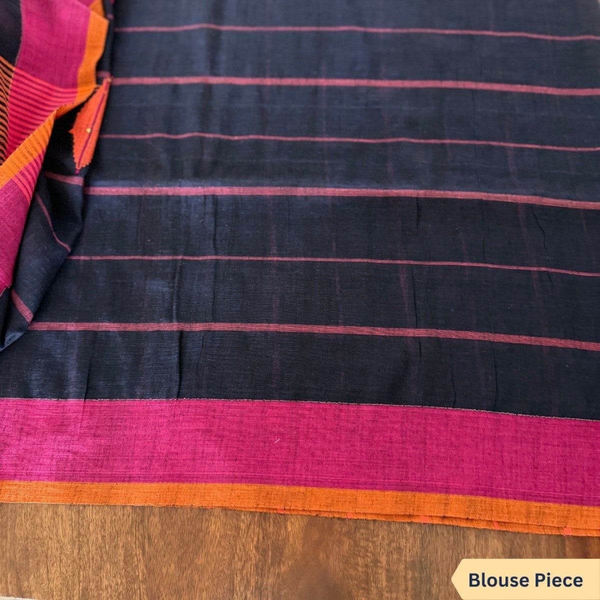 Navy Blue Checked Handloom Cotton Saree