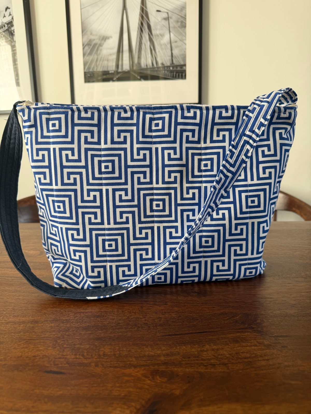 Shoulder Bag - Blue Geometric