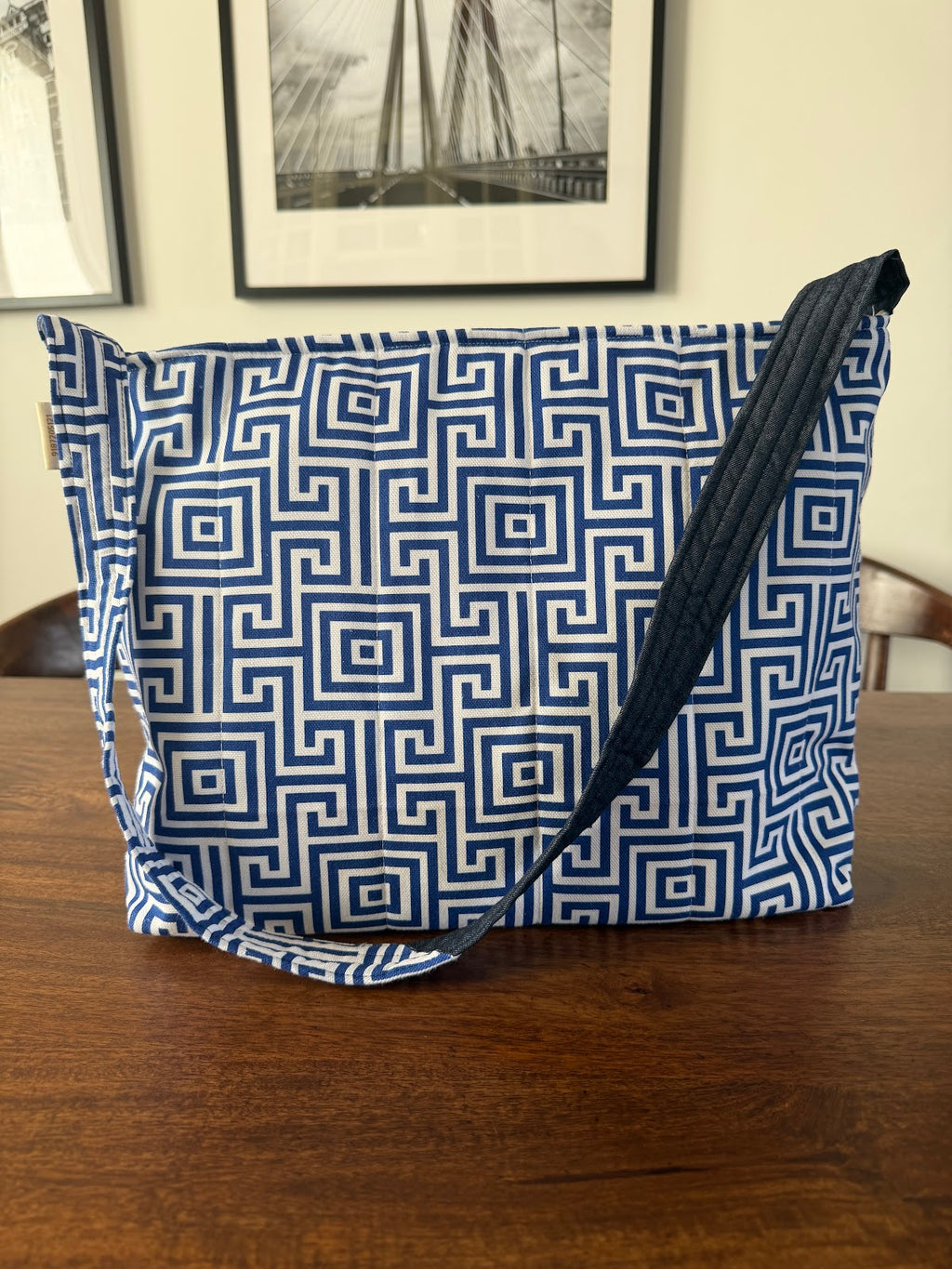 Shoulder Bag - Blue Geometric