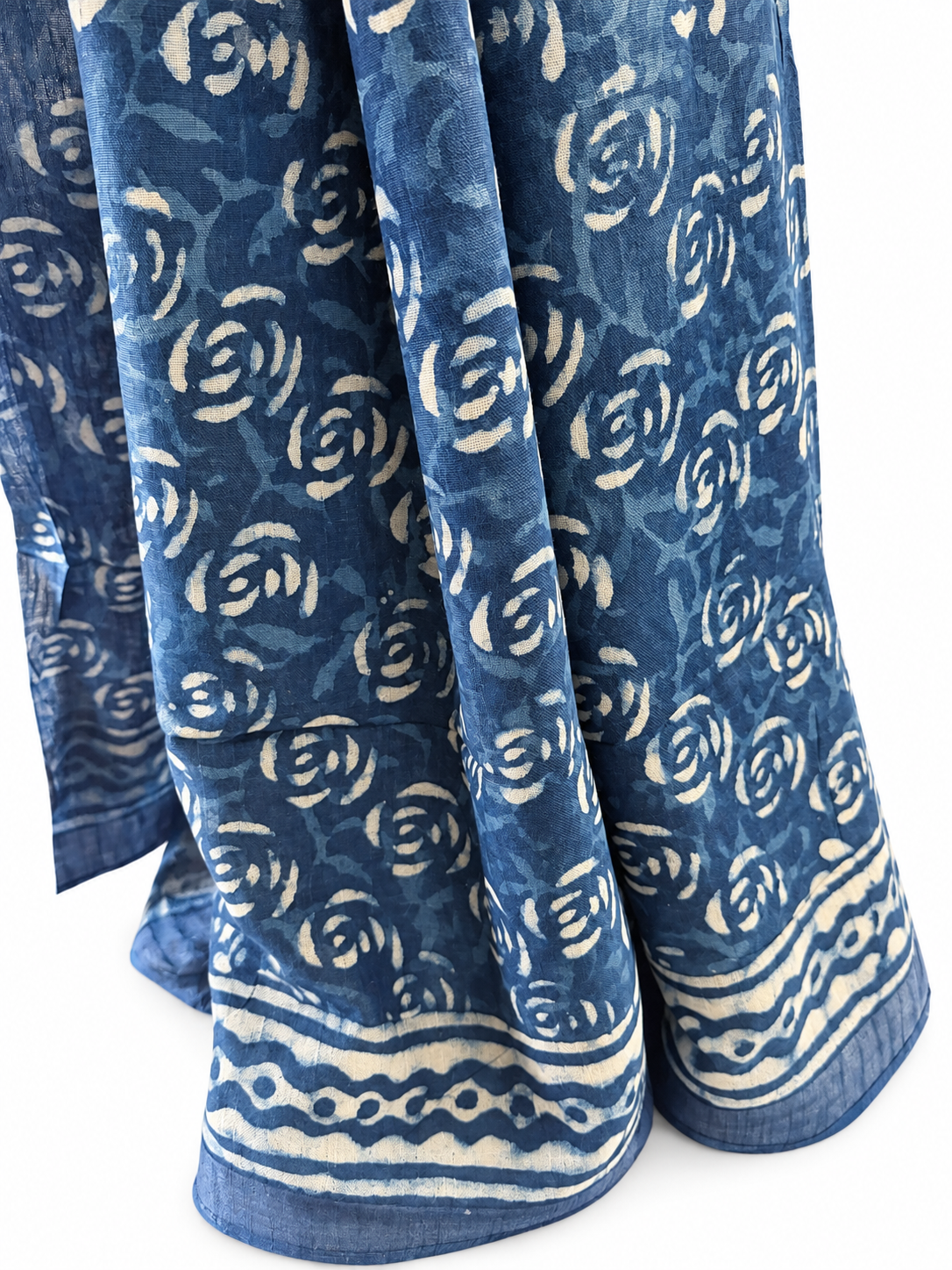 Indigo Bloom Linen Saree