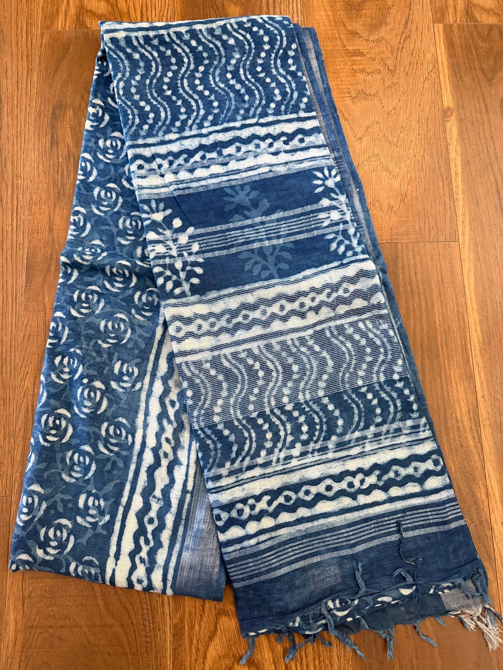 Indigo Bloom Linen Saree