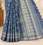 Indigo Floral Handloom Saree
