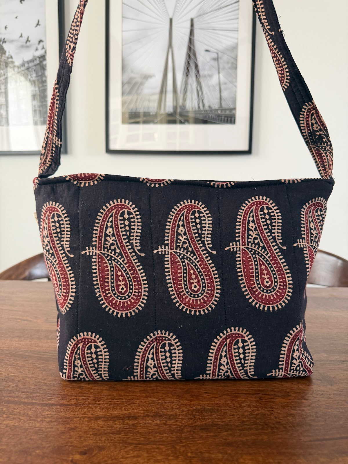 Shoulder Bag - Black Paisley Love