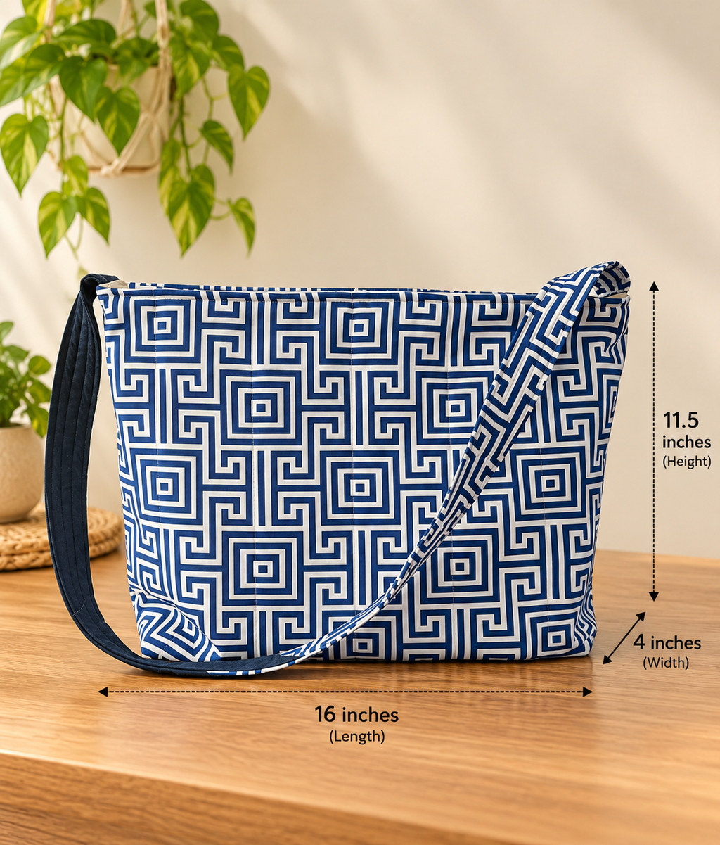 Shoulder Bag - Blue Geometric