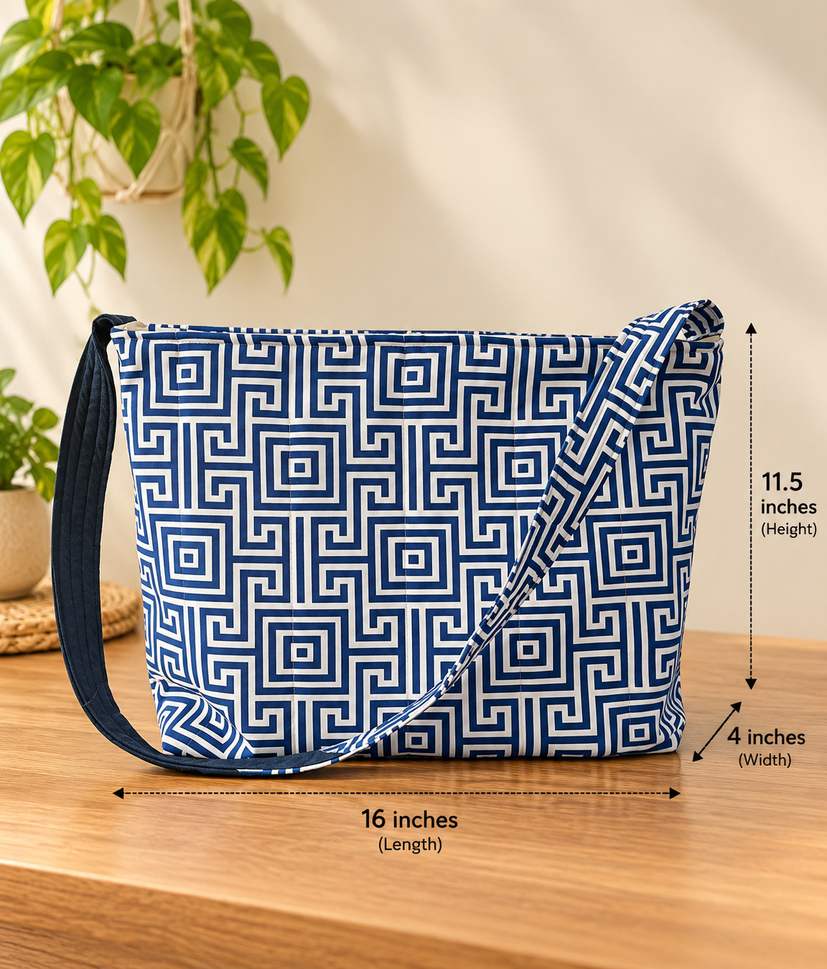 Shoulder Bag - Blue Geometric