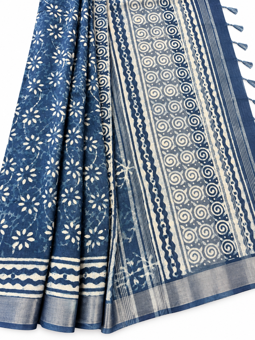Indigo Floral Handloom Saree