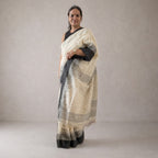 Ivory & Black Handloom Cotton Saree
