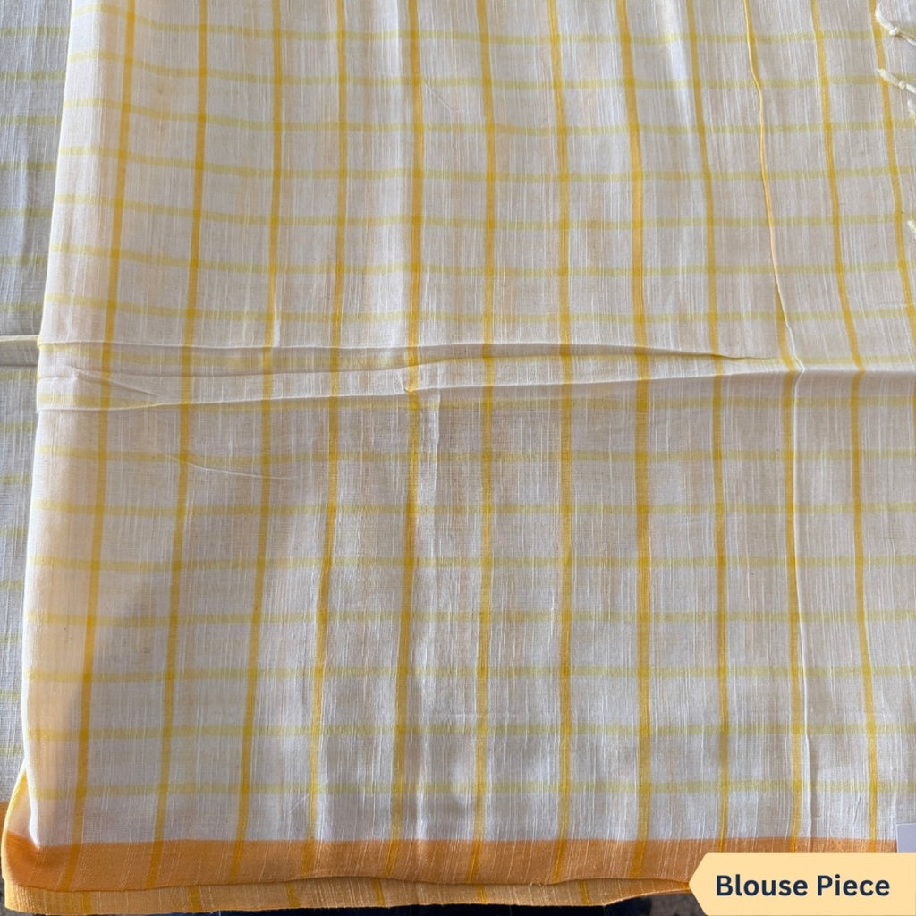 Ivory & Sunshine Yellow Handloom Cotton Saree