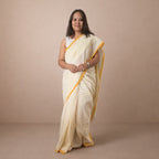 Ivory & Sunshine Yellow Handloom Cotton Saree