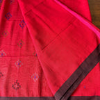 Crimson Red Handloom Cotton Saree