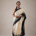 Ivory & Black Handloom Cotton Saree