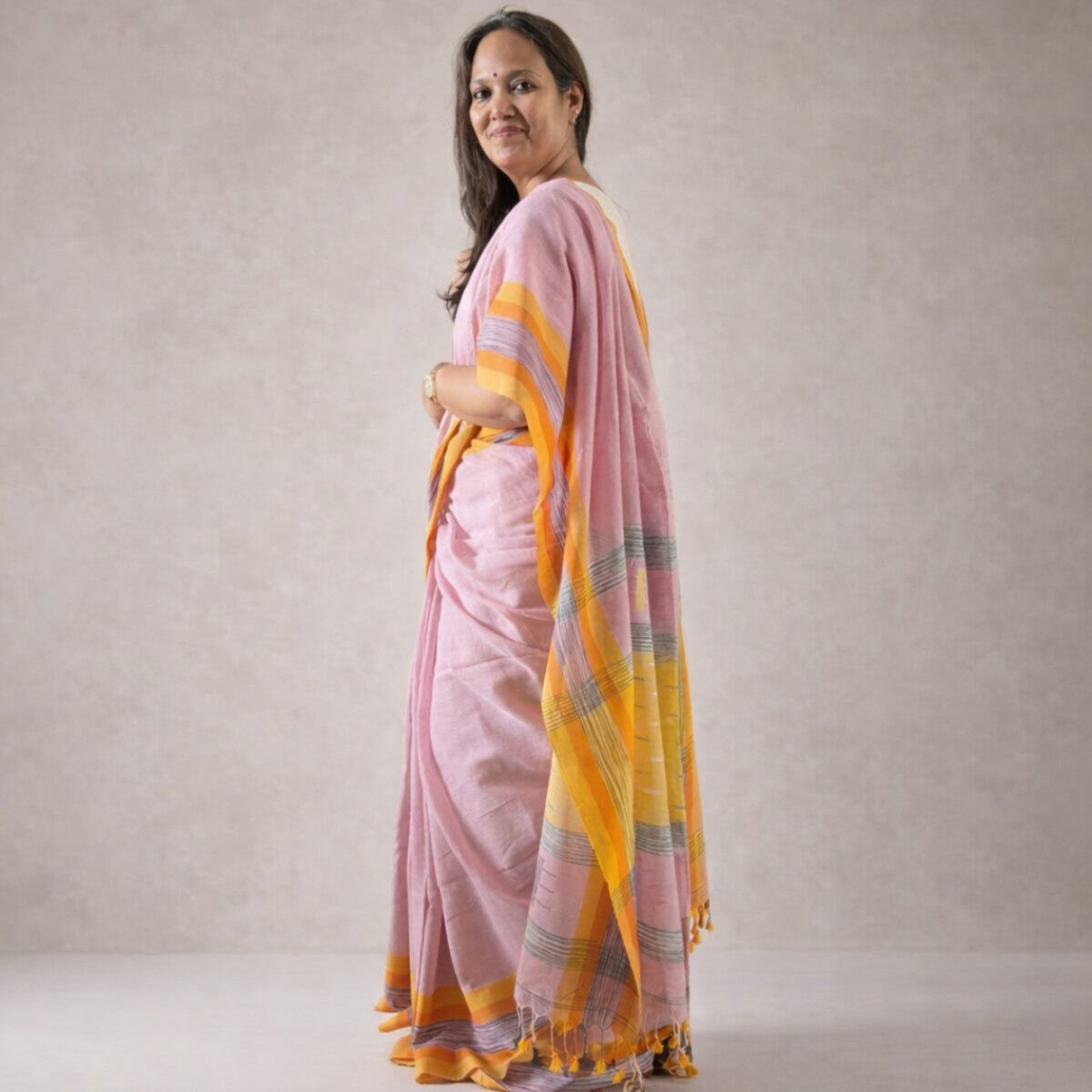 Soft Pink Handloom Cotton Saree