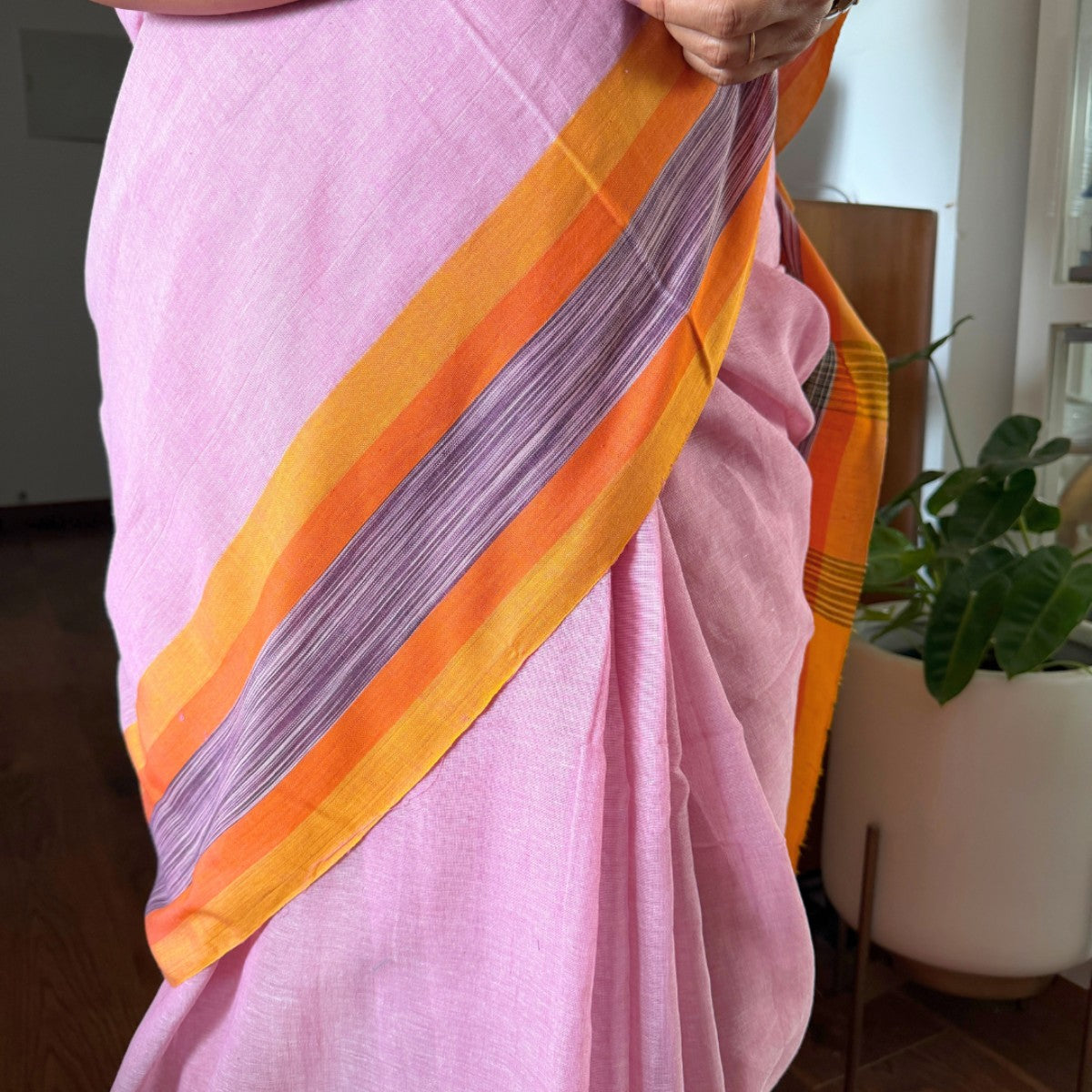 Soft Pink Handloom Cotton Saree