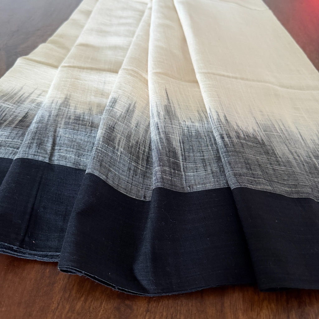 Ivory & Black Handloom Cotton Saree