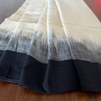Ivory & Black Handloom Cotton Saree