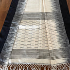Ivory & Black Handloom Cotton Saree