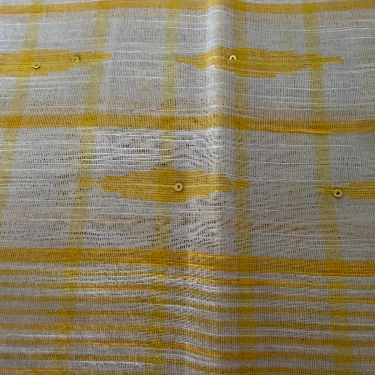 Ivory & Sunshine Yellow Handloom Cotton Saree
