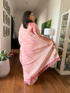 Blush Pink Linen Saree
