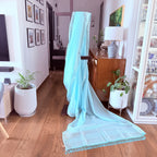 Aqua Blue Linen Saree