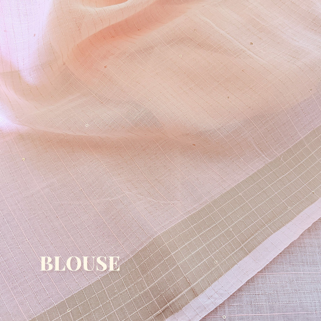 Blush Pink Linen Saree