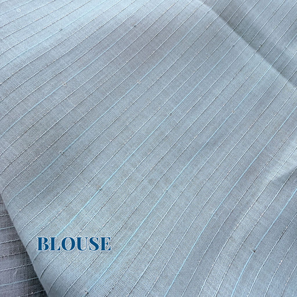 Aqua Blue Linen Saree