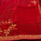 Regal Pink Floral Zari Silk Saree