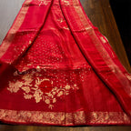 Regal Pink Floral Zari Silk Saree