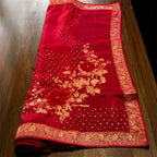Regal Pink Floral Zari Silk Saree